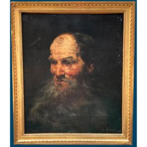 Ribot Théodule Augustin (1823-1891) "portrait Of A Man" Oil/canvas, Signed, 19th-century Frame