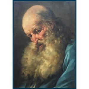 Hallé Noël (1711-1781) Attrib. To "bearded Man, Head Bowed" Oil/paper,mounted/board, 18th Frame