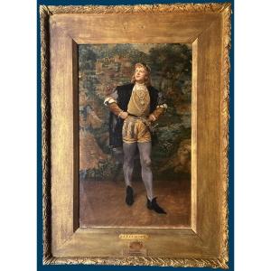 Gueldry Ferdinand (1858-1945) "portrait Of Henry Samary" Oil On Canvas, Signed, Original 19th-century Frame, Label