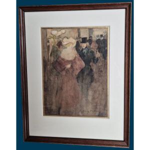 Georges Bottini (1874-1907) "elegant Women" Watercolor, Signed And Dated