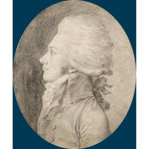 Guerin Jean-urbain (1761-1836) "portrait Of Alexandre De Lameth" Black Chalk Drawing