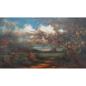 Diaz De La Pena Narcisse (1807-1876) "landscape" Oil On Panel, Its 19th Frame From Origin