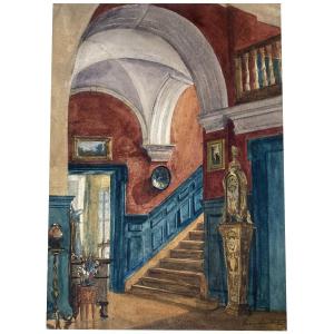 Lowther Mary Eleanor Rose(1856-1929) "lowther Lodge" Watercolor, Signed And Dated