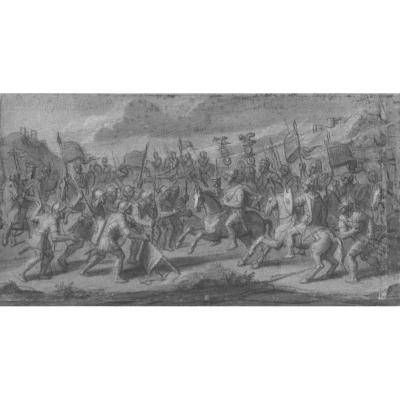 "episode Of The Life Of Pompey" Verdier François, Drawing, Student Of Charles Lebrun