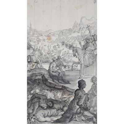 "scene With A Bishop" Italian School Late 17th Century, Drawing, Pen, Collection Paradis