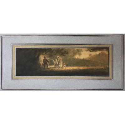 Payne William (1760-1830) English School "peasants In A Forest" Watercolor