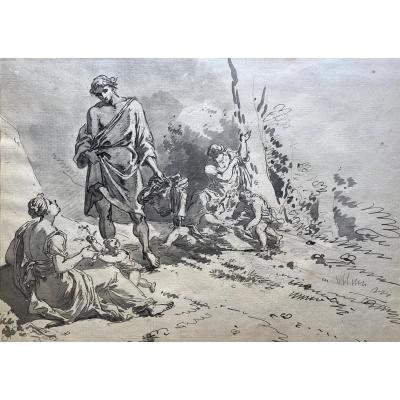 Constantin Jean-antoine (1756-1844) Said Constantin d'Aix "characters" Drawing / Pen, Gray Wash