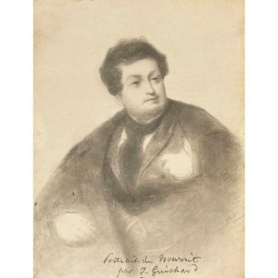 Guichard Joseph (1806-1880) Pupil Ingres "portrait/adolphe Nourrit,ténor" Drawing/black Pencil