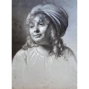 Van Risambourg Nicolas Fabien (1797-1866) Attributed To "portrait Of A Child" Drawing/black Pencil