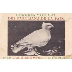 Pablo Picasso - World Congress Of Partisans Of Peace - Lithographed Card - Dedication - 1949