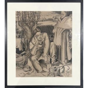 Charles-émile Pinson - Self-portrait - Burin Engraving - 1932