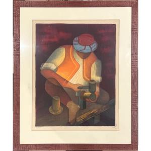 Louis Toffoli - Man At Work - Lithograph