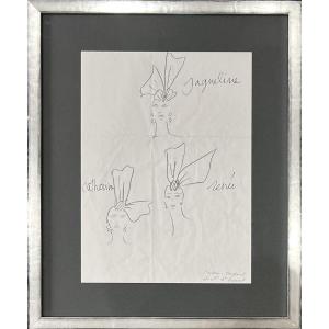 Yves Saint Laurent - Original Drawing - Catherine, Renée & Jacqueline - Pencil