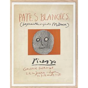 Pablo Picasso - Lithographed Poster, 1958 - White Paste Exhibition