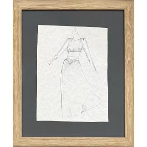 Yves Saint Laurent - Dress Sketch - Graphite Pencil