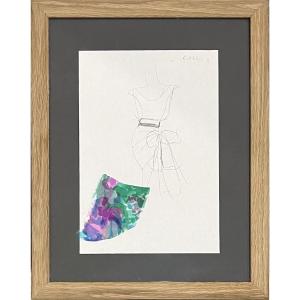 Yves Saint Laurent - Dress Sketch - Graphite Pencil