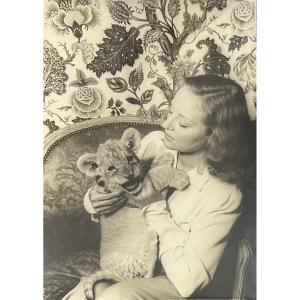 Carl Van Vechten - Tallulah Bankhead With Her Lion Winston Churchill - Silver Gelatin Print - 1941