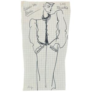 Yves Saint Laurent - Sketches - Fashion Design - Felt Pen