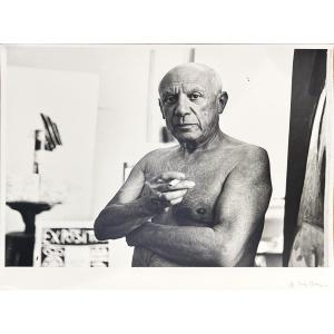 André Villers - Pablo Picasso With A Cigarette - Cannes - Silver Print - 1974