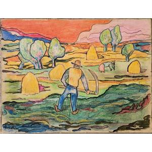 Adolphe-marie Beaufrere (1876-1960) – Haymaking