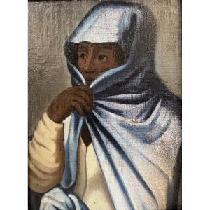 Agostino Brunias (1730-1796) Attributed - Portrait Of A Black Woman With A Blue Veil