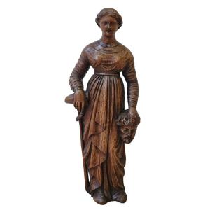 Judith And Holofernes - Wooden Sculpture From The End Of The 18th Century -