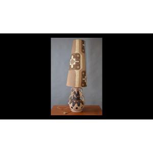 Important German Floor Lamp, In Ceramic With Double Lighting