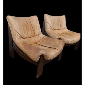 Vintage Leather Armchairs Maison Regain 70