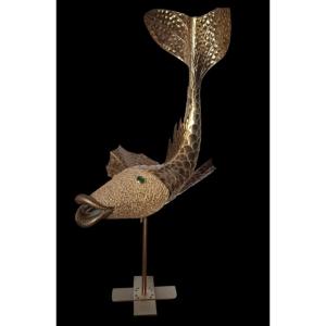 Winged Fish Sculpture By Henri Fernandez 70