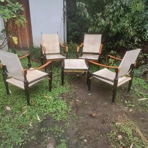  4 Safari Armchairs By Wilhelm Kienzle + Ottoman 