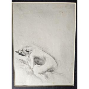 Edgard Chahine 1874 - 1947 Reclining Nude Etching