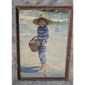 Goncal López Rancaño 1881 1957, School Valencianna, Young Boy On The Beach, 1914