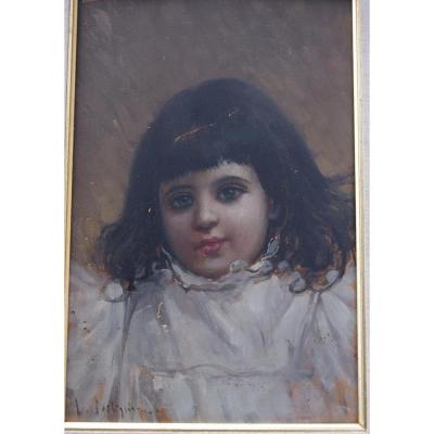 Luca Postiglione, 1876 1936, Italian Portrait Of Little Girl, To Restore