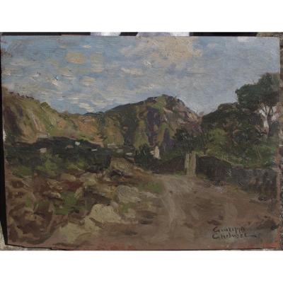 Giuseppe Gheduzzi (1889-1957) Italian Landscape, Oil On Wood