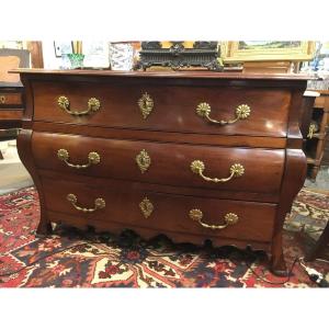 Rochelaise Commode In Solid Mahogany From The 18th Century