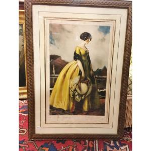 Aquatint Engraving The Jonquil Dress René Buthaud And Jean Gabriel Domergue 