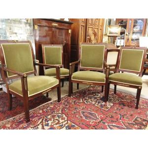Set Of Four Empire Consulate Style Chairs From The Late 19th Century