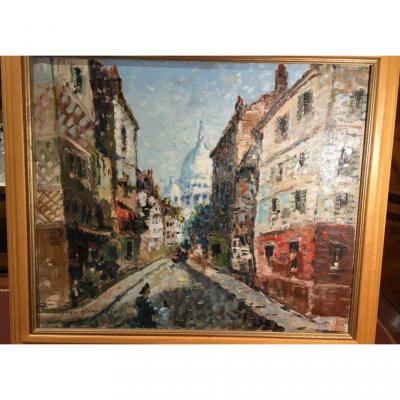 View Of Paris Rue St Rustique De Mério Améglio (1897 - 1970)