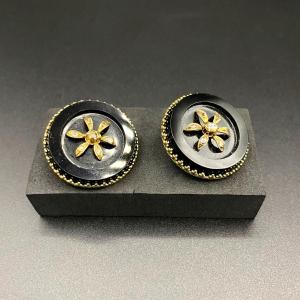Clip-on Earrings In Gold, Onyx And Diamonds