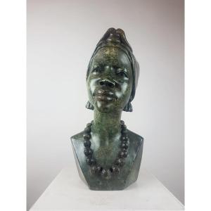 Lazarus Tandi, Bust Of A Woman In Serpentine, Zimbabwe, 20th
