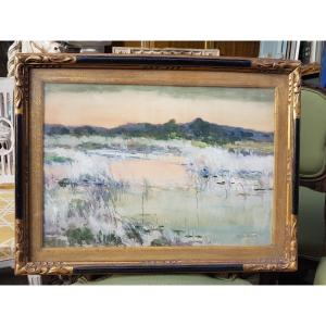Gouache Landscape Signed F Verhevick