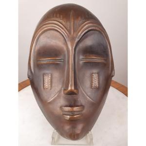 African Copper Mask Signed
