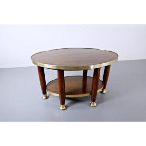 Adolf Loos, In The Taste Of, Mahogany And Gilt Bronze Pedestal Table