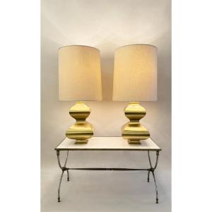Pair Of Brass Lamps, Circa 1970.