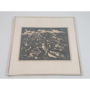 Maurice Brocas, Uccle 1892 - 1948) Lithograph "rope Sur Ciel" Dated 1927