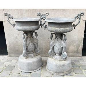 Pair Of Garden Basins, 20 Th.c