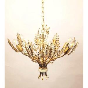 Glass And Brass Chandelier