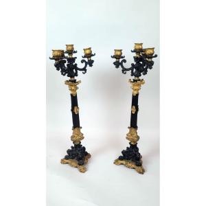 Pair Of Bronze Candelabra