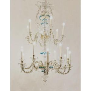 Murano Glass Chandelier With 18 Lights