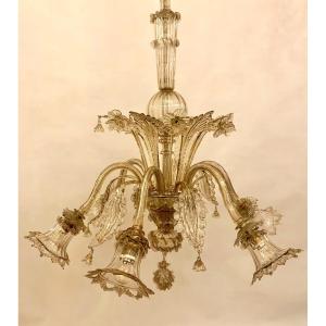 Murano Glass Chandelier With 6 Lights